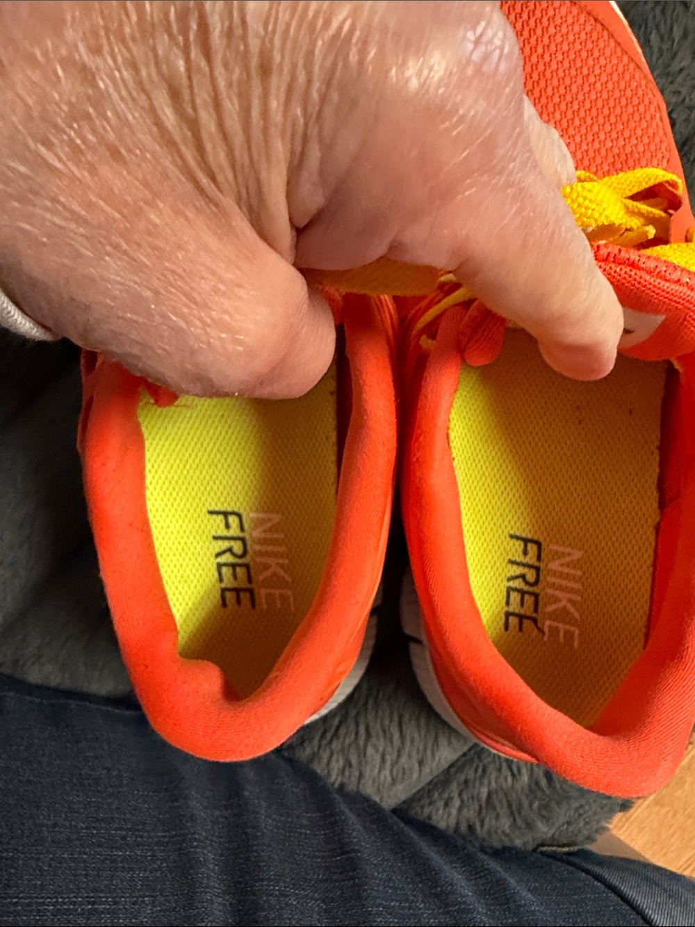 Nike Orange Running Shoes with Yellow Laces - Picture 7 of 12